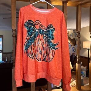 Women's Festive Orange Pumpkin Blouse